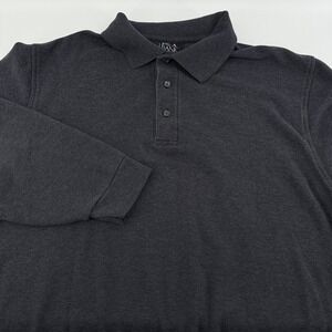 JOS A BANK Traveler's Collection Men's L Dark Gray Long Sleeve Polo Shirt Cotton